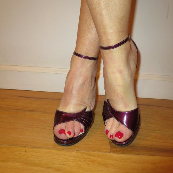 LAST CHANCE   Vintage ITALY MADE Burgundy High Heel Sandals - Picture 6 of 10